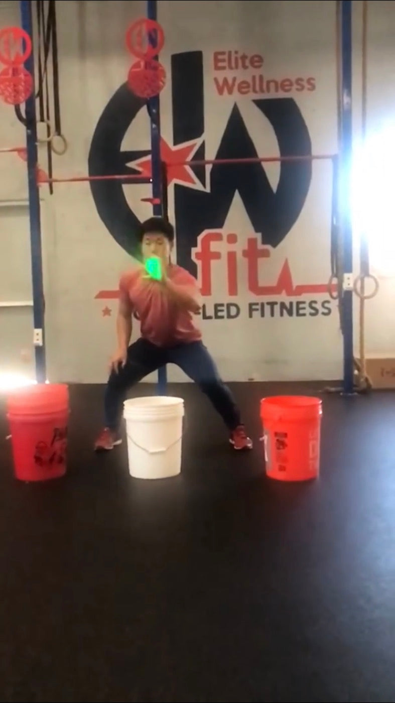 Bucket reaction drill with glowing ball